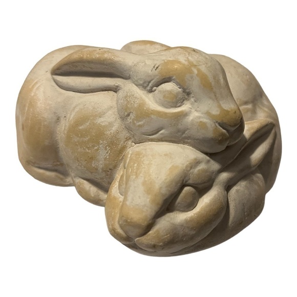 Bunnies snuggled together Easter-Year of the rabbit patio garden nursery gift 5” - Picture 1 of 7